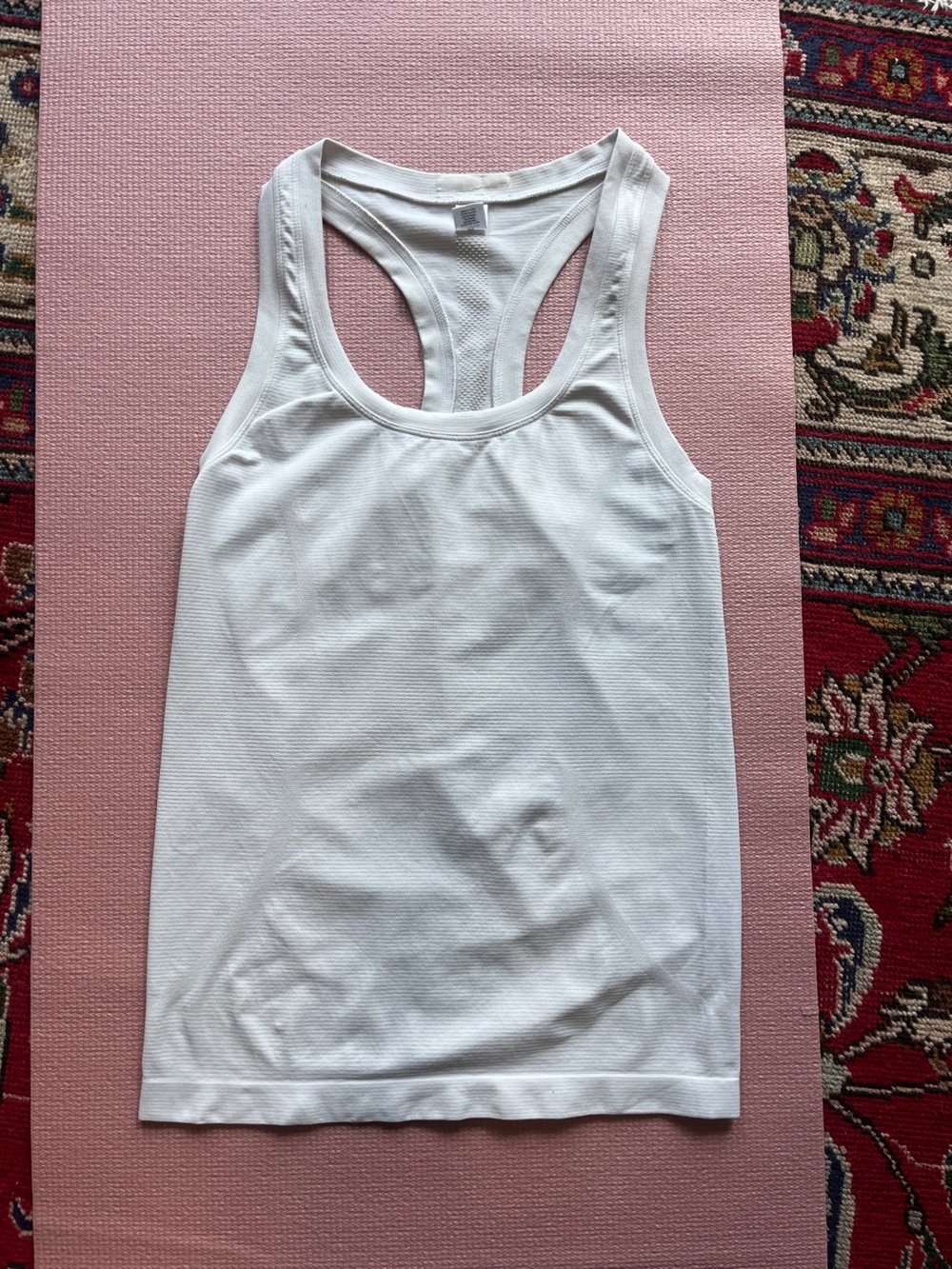 Classic White Ribbed Racerback Tank Top